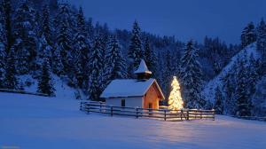 Christmas-Snow-Tree-Lights-House-Wallpapers